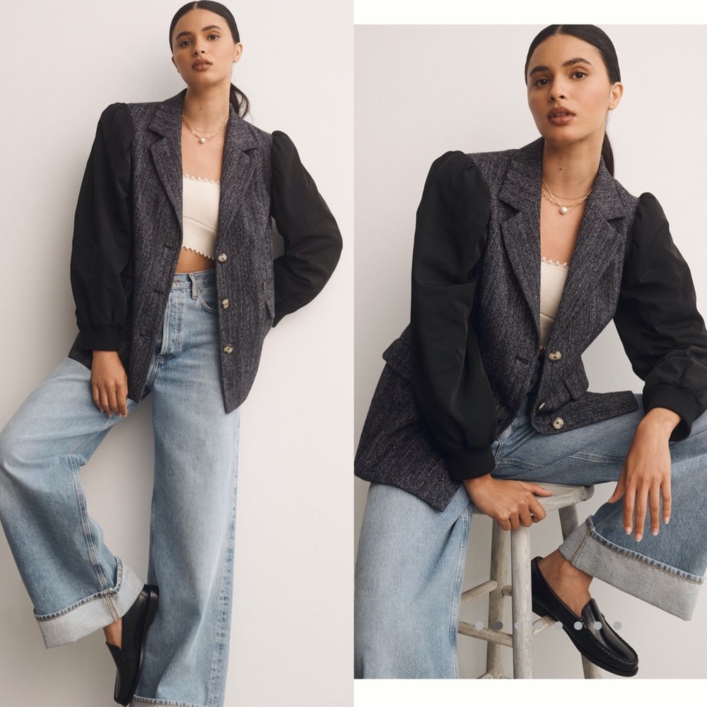 Anthropologie Maeve Mixed Media Relaxed Jacket